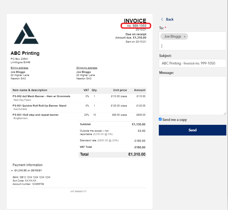 Can I edit the invoice numbering? – Bank of Scotland